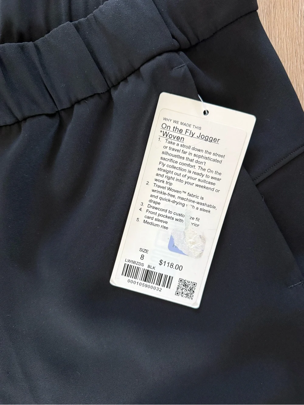NWT Lululemon Black Woven On The Fly Joggers Jogger Pants size 8